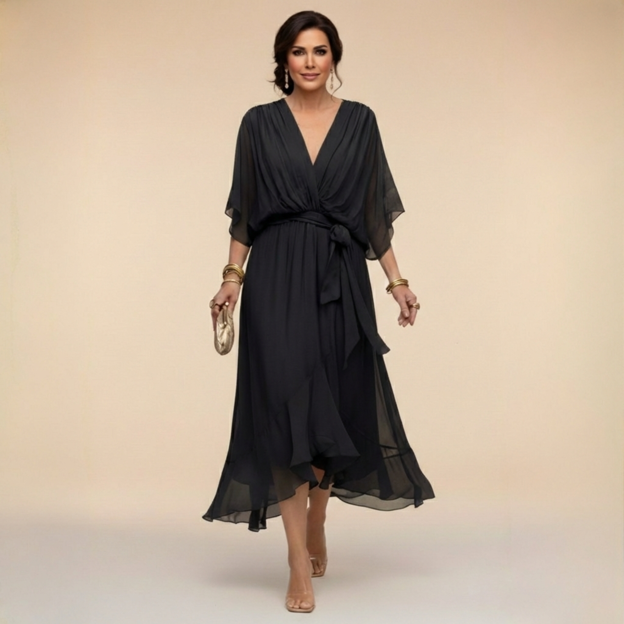 Arabella | Robe Silhouette Col V Fluide