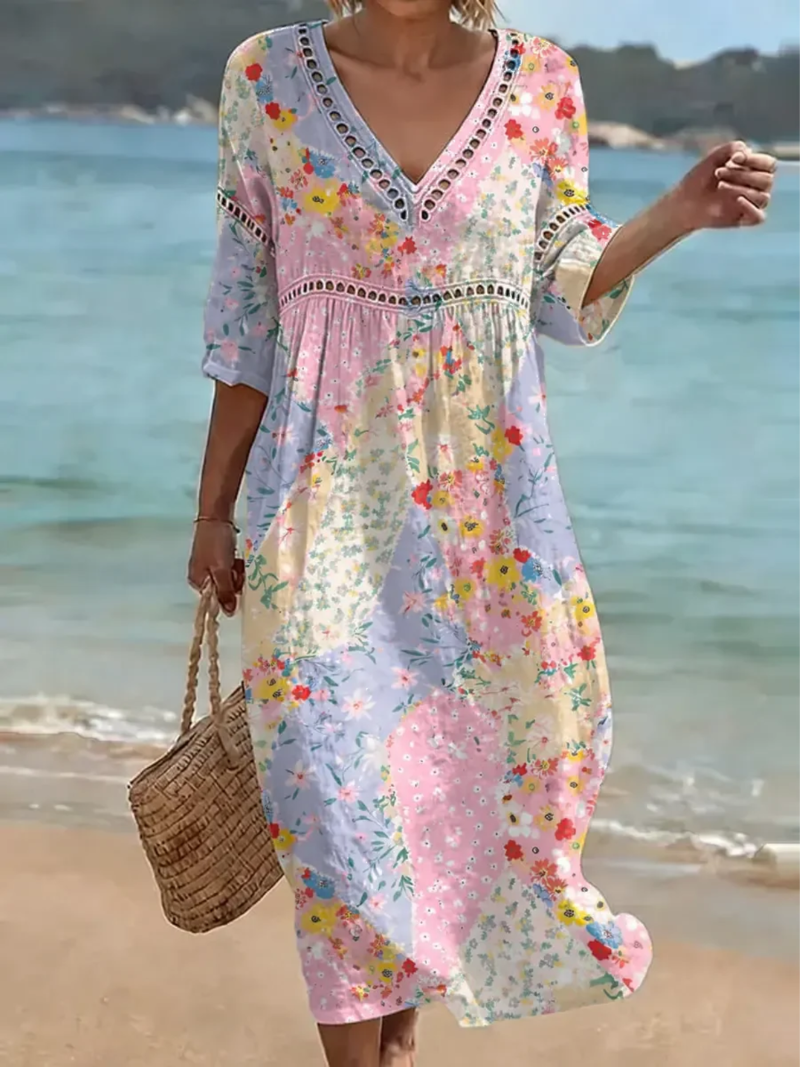 Clara | Robe Florale Patchwork Légère