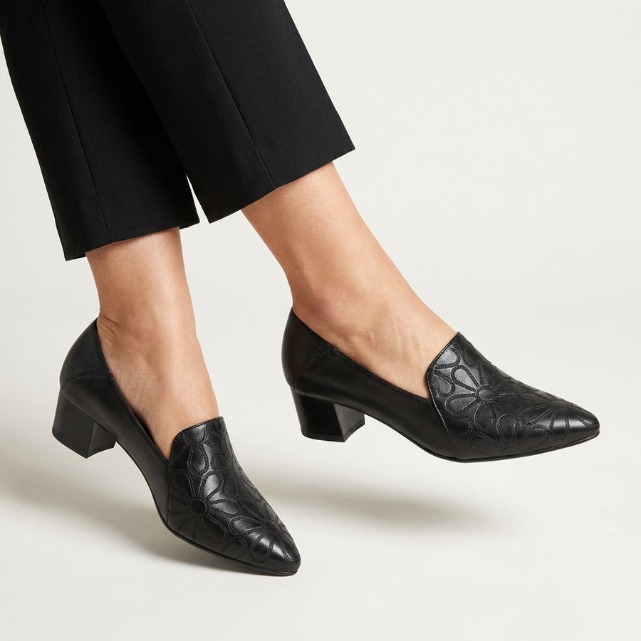 Sonya | Escarpins Brodés en Cuir Souple