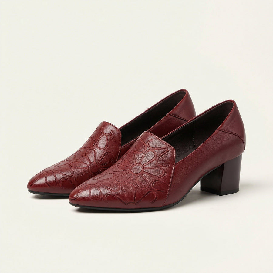 Sonya | Escarpins Brodés en Cuir Souple