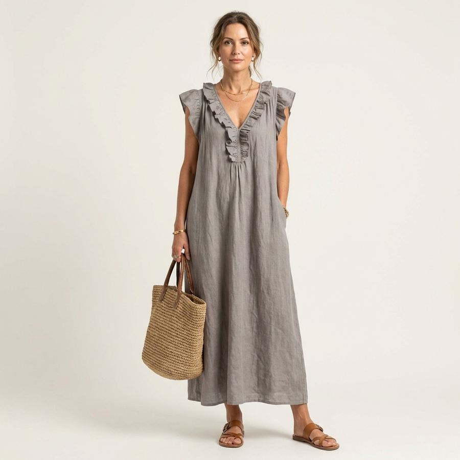 Josette | Robe Maxi Froufrou Col V