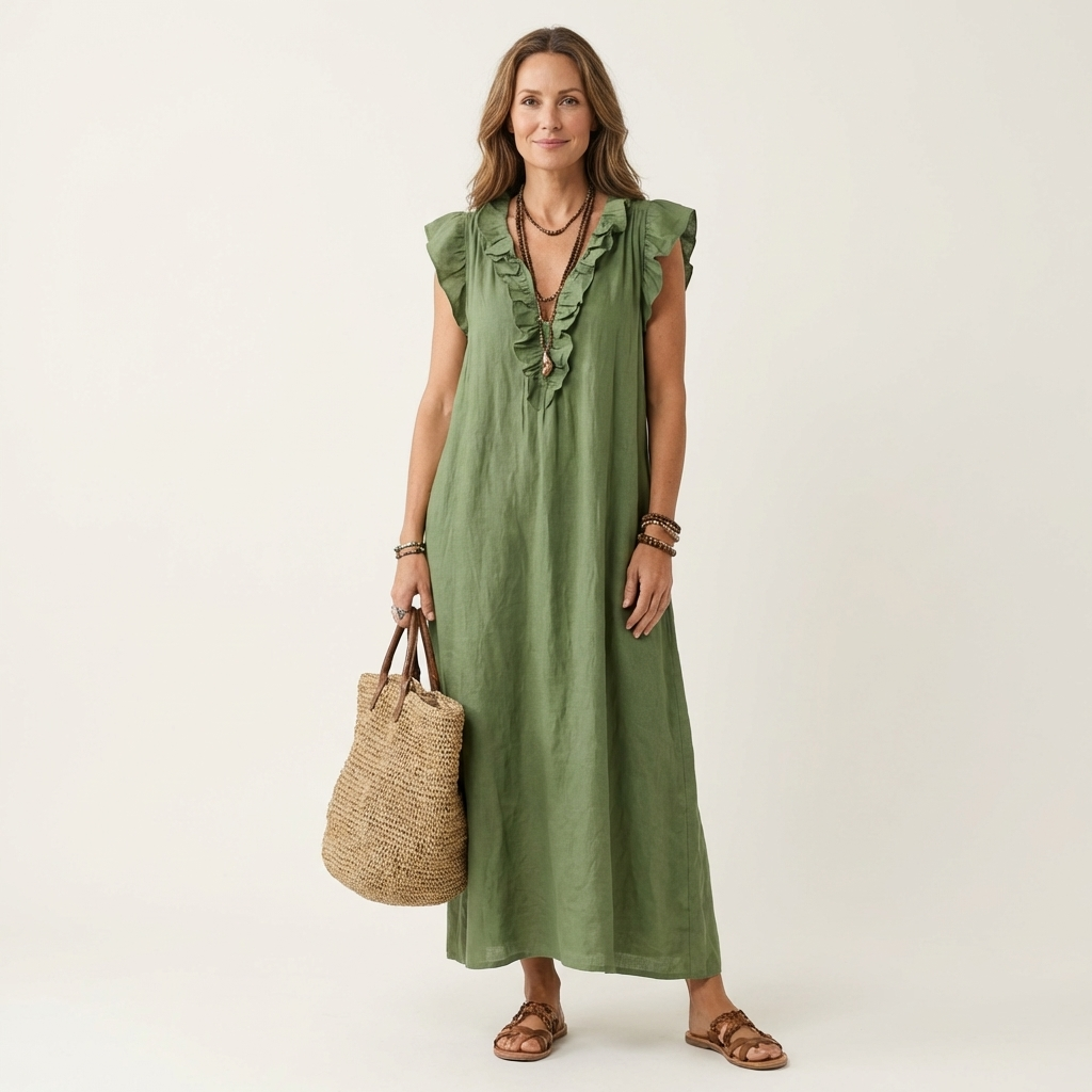 Josette | Robe Maxi Froufrou Col V