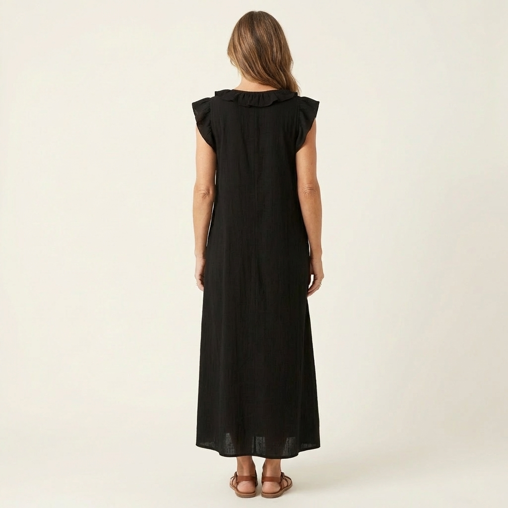 Josette | Robe Maxi Froufrou Col V