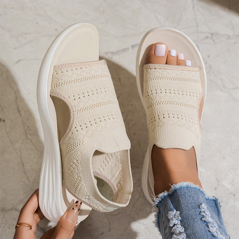 Zina | Sandales Plateforme Tricot Respirant