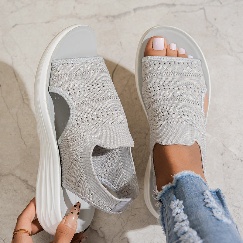 Zina | Sandales Plateforme Tricot Respirant