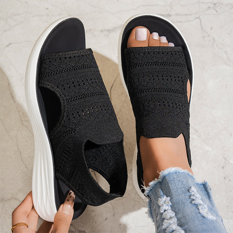 Zina | Sandales Plateforme Tricot Respirant