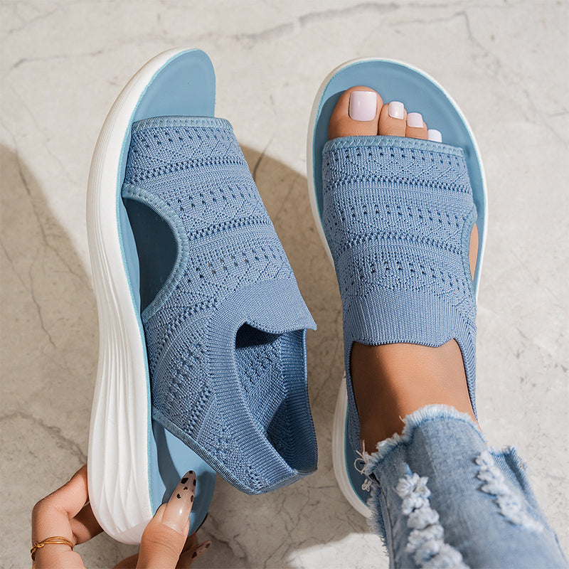 Zina | Sandales Plateforme Tricot Respirant