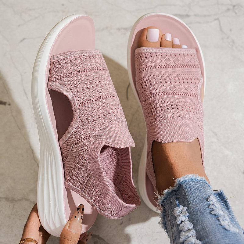 Zina | Sandales Plateforme Tricot Respirant